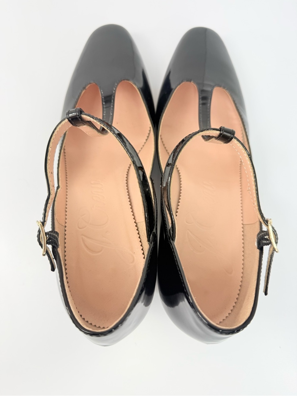 J. Crew MILLIE Black Patent Leather Glossy T Strap Block Heel Classic Shoes - Picture 12 of 15